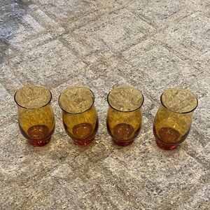 Vintage Libbey brown Amber tulip Glass Tumblers Set of 4 MCM mid century modern